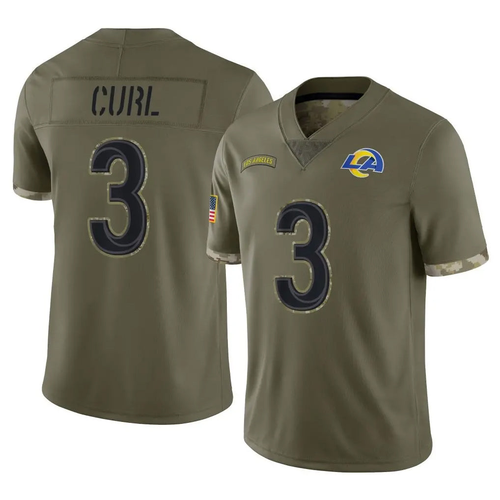Qdoa LA.Rams #3 Kam Curl Player Olive Salute To Service Limited Stitched Jerseys