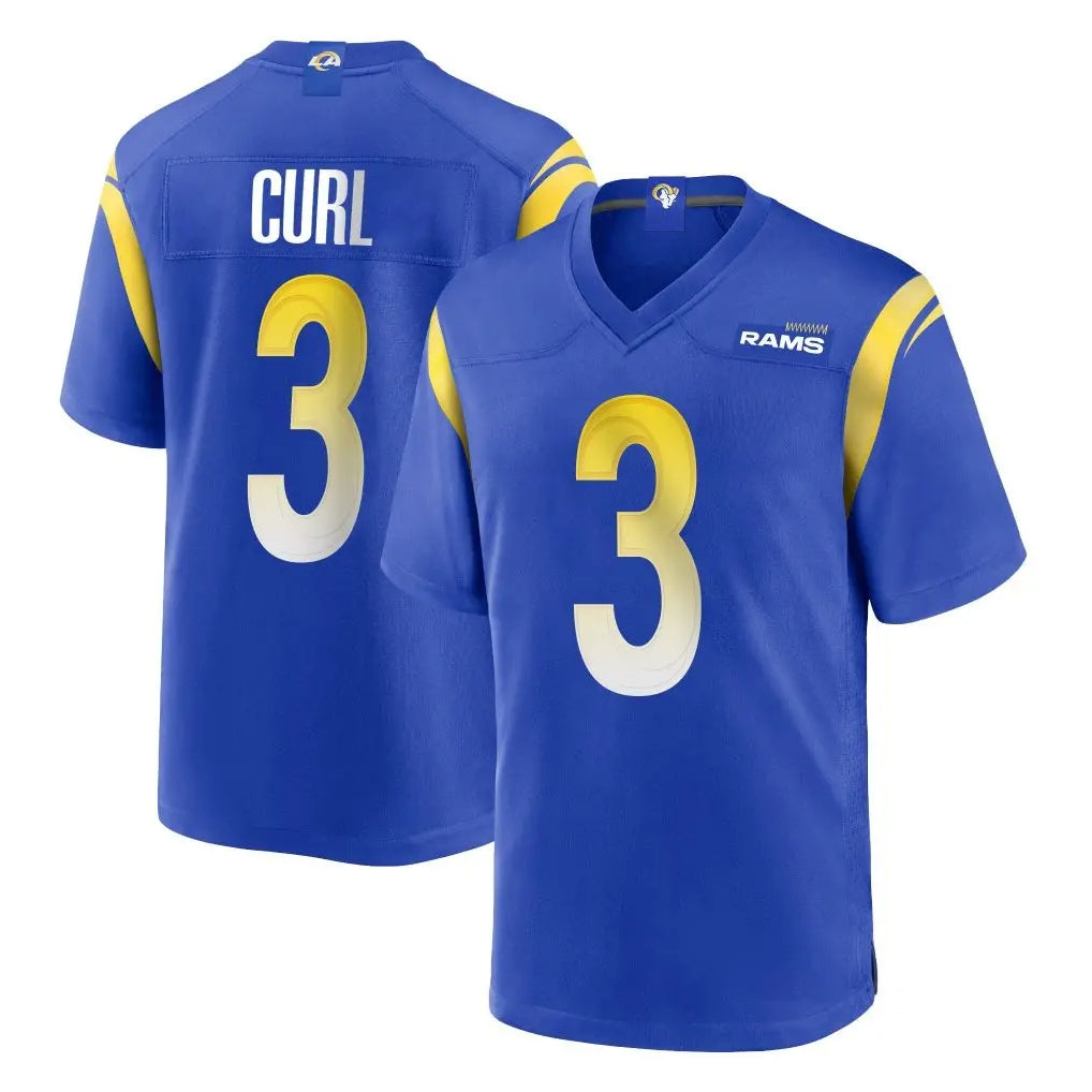Qdoa LA.Rams #3 Kam Curl Player Royal Home Game Stitched Jerseys