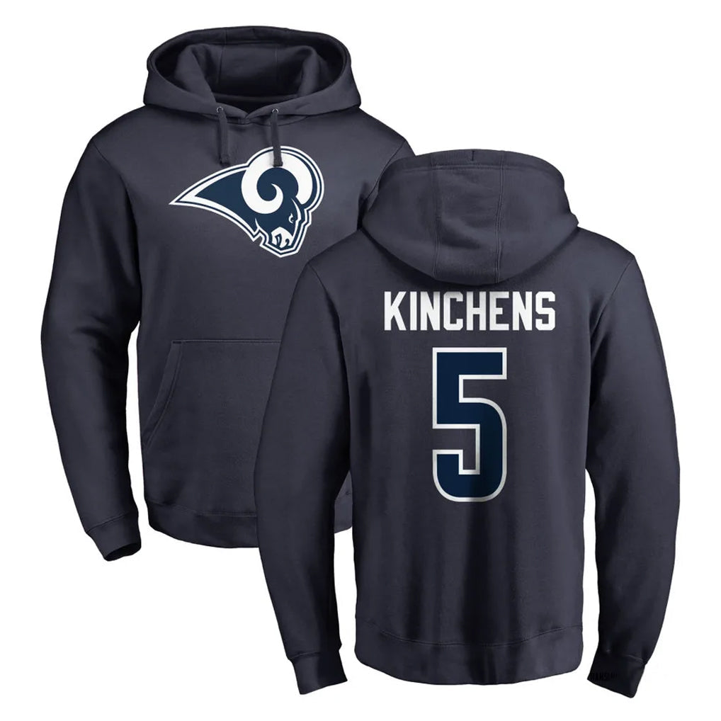 Qdoa LA.Rams #5 Kamren Kinchens Player Navy Pullover Hoodie Limited Game Stitched Jerseys