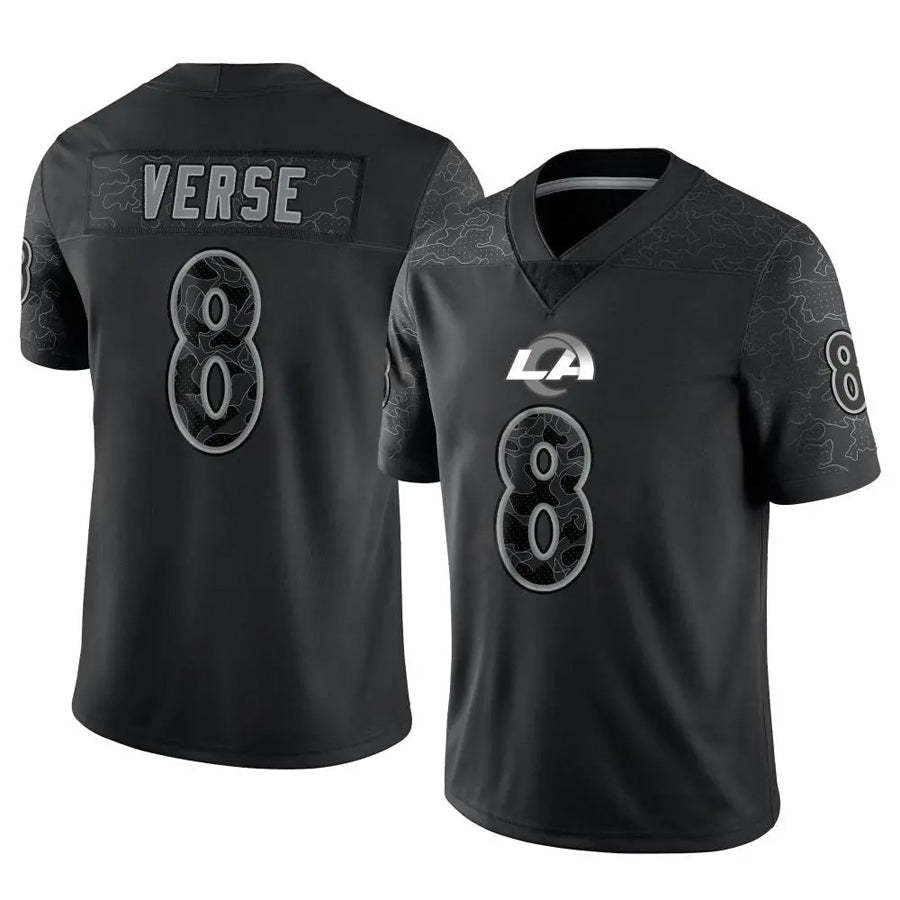 Qdoa LA.Rams #8 Jared Verse Player Black RFLCTV Limited Stitched Jerseys