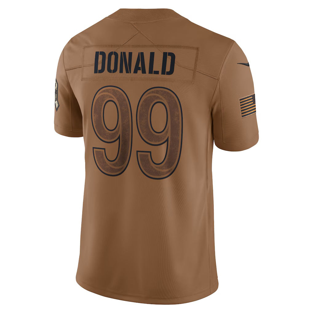 Qdoa LA.Rams #99 Aaron Donald Brown Salute To Service Limited Jersey Stitched Jerseys