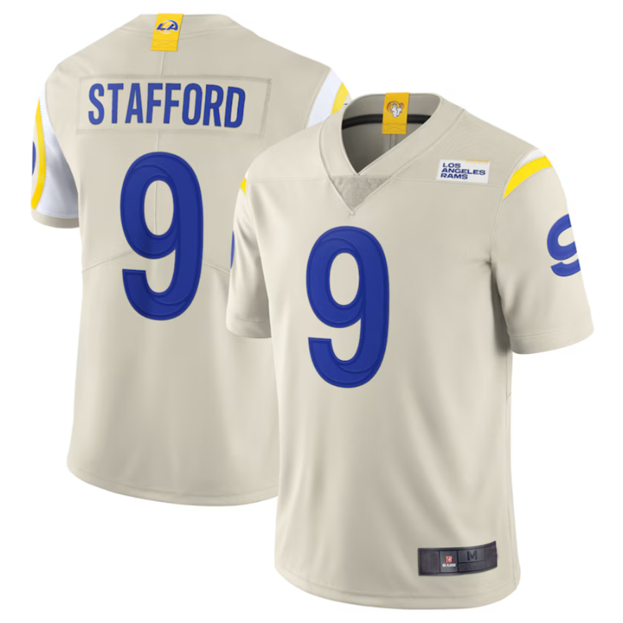 Qdoa LA.Rams #9 Matthew Stafford Bone Vapor Limited Jersey American Stitched Jerseys