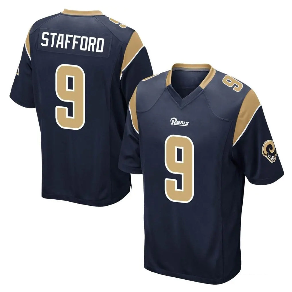 Qdoa LA.Rams #9 Matthew Stafford Player Navy Home Game Stitched Jerseys