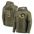 Qdoa LA.Rams #9 Matthew Stafford Player Olive Salute to Service Pullover Hoodies Home Game Stitched Jerseys