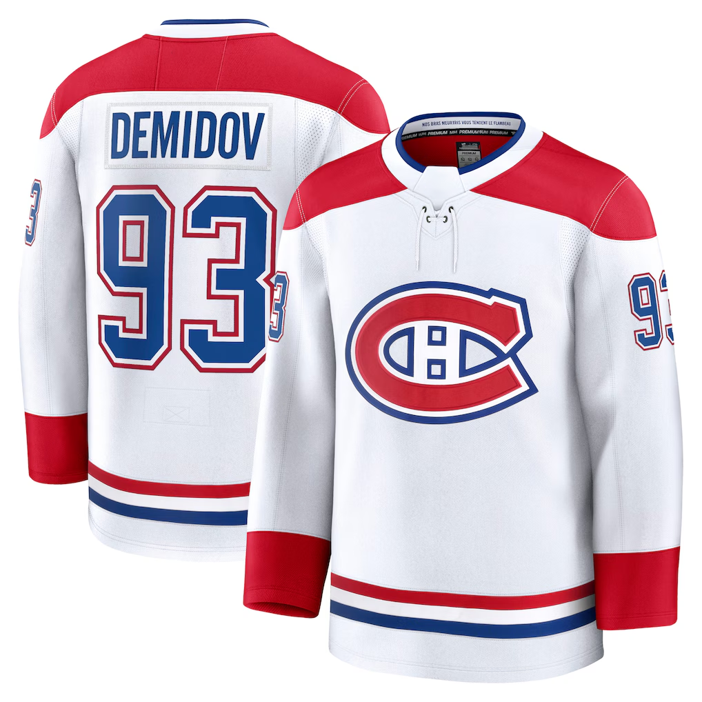 Qdoa M.Canadiens #93 Ivan Demidov White Away Premium Jerseys