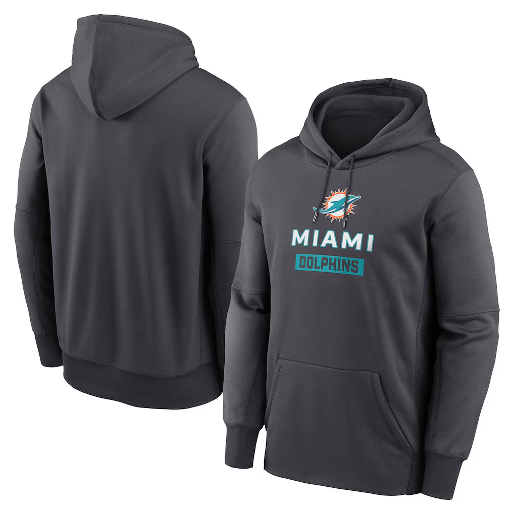 Qdoa M.Dolphins Anthracite Pullover Hoodies Limited Blank Player Stitched Jerseys