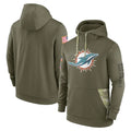 Qdoa M.Dolphins Olive Salute to Service Pullover Hoodies Home Game Blank Player Stitched Jerseys