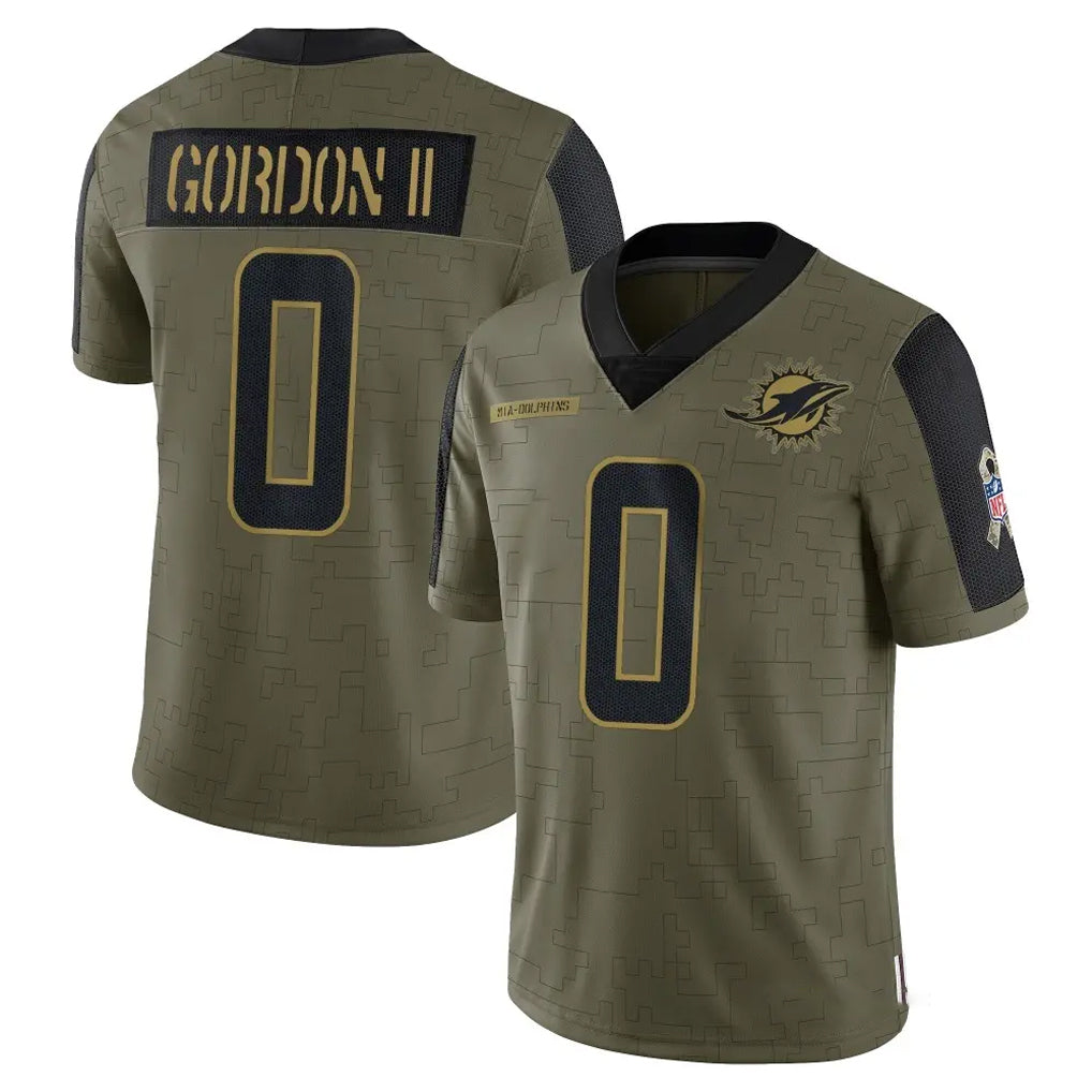 Qdoa M.Dolphins #0 Ollie Gordon II Player Olive Salute To Service Limited Game Stitched Jerseys