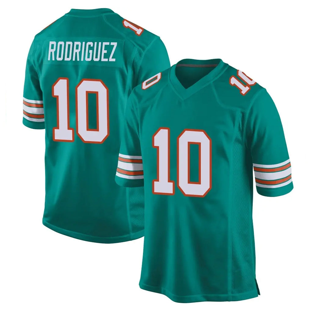 Qdoa M.Dolphins #10 Jacob Rodriguez Player Aqua Alternate Home Game Stitched Jerseys