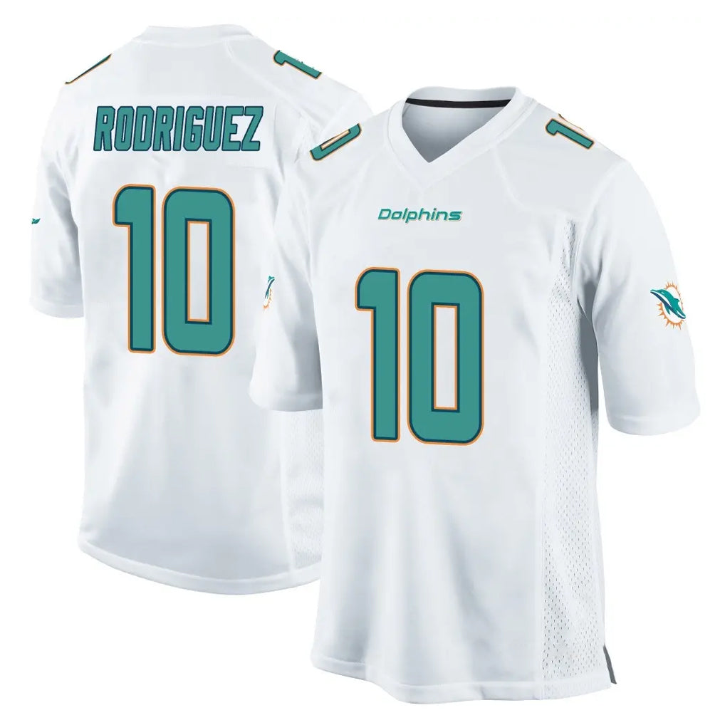 Qdoa M.Dolphins #10 Jacob Rodriguez Player White Home Game Stitched Jerseys