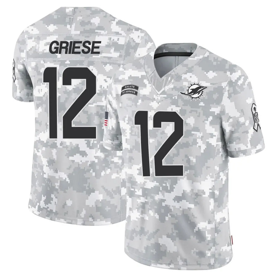 Qdoa M.Dolphins #12 Bob Griese Player Arctic Camo Salute to Service Limited Stitched Jerseys