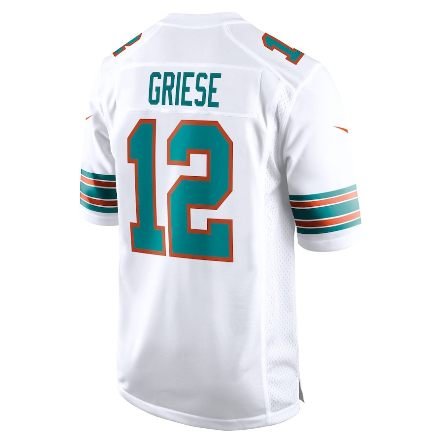 Qdoa M.Dolphins #12 Bob Griese Player White Home Game Stitched Jerseys