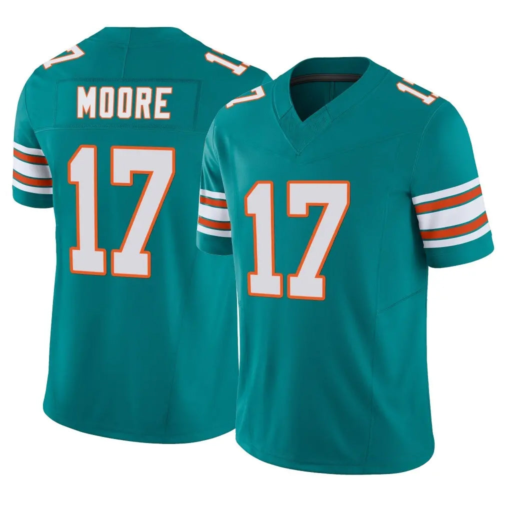 Qdoa M.Dolphins #17 Trey Moore Player Aqua Limited Alternate Vapor F.U.S.E. Home Game Stitched Jerseys