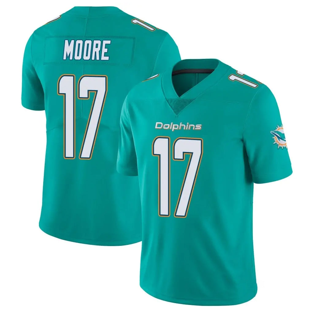 Qdoa M.Dolphins #17 Trey Moore Player Aqua Limited Vapor Untouchable Home Game Stitched Jerseys