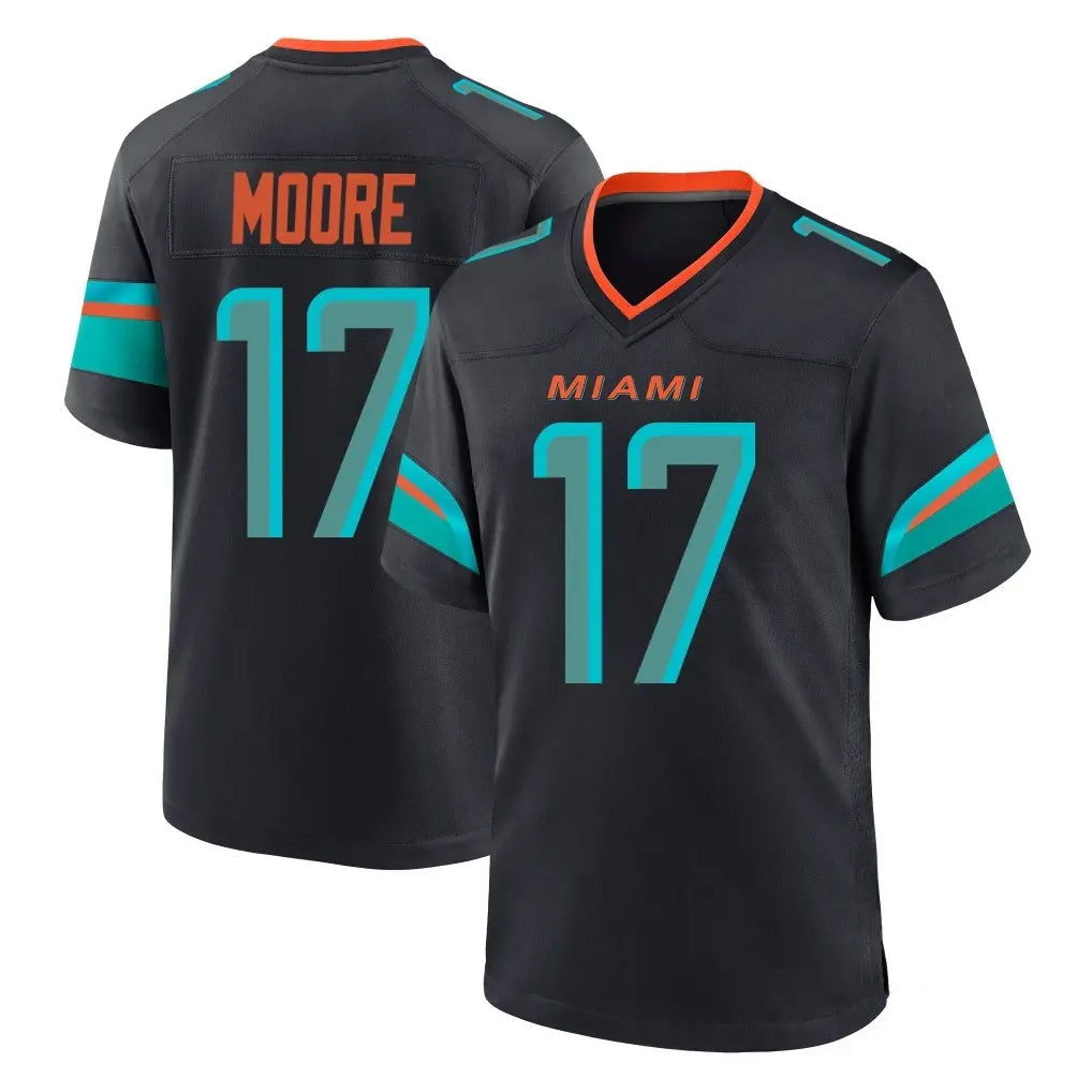 Qdoa M.Dolphins #17 Trey Moore Player Black Pitch Rivalries Collection Home Game Stitched Jerseys