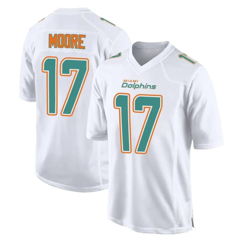 Qdoa M.Dolphins #17 Trey Moore Player White Fashion Home Game Stitched Jerseys