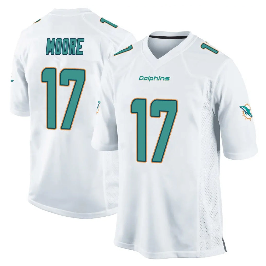 Qdoa M.Dolphins #17 Trey Moore Player White Home Game Stitched Jerseys