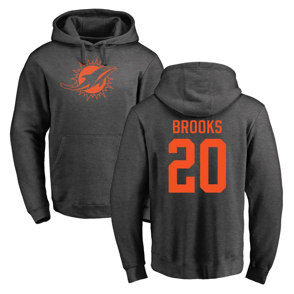 Qdoa M.Dolphins #20 Jordyn Brooks Player Darkgray Pullover Hoodies Limited Stitched Jerseys