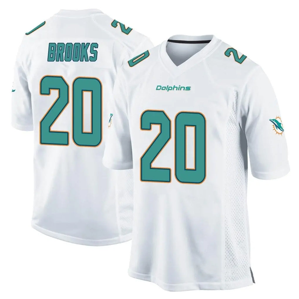 Qdoa M.Dolphins #20 Jordyn Brooks Player White Home Game Stitched Jerseys
