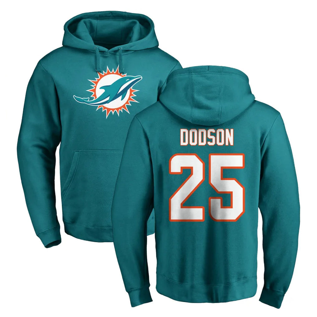 Qdoa M.Dolphins #25 Tyrel Dodson Player Aqua LOGO Pullover Hoodies Limited Stitched Jerseys