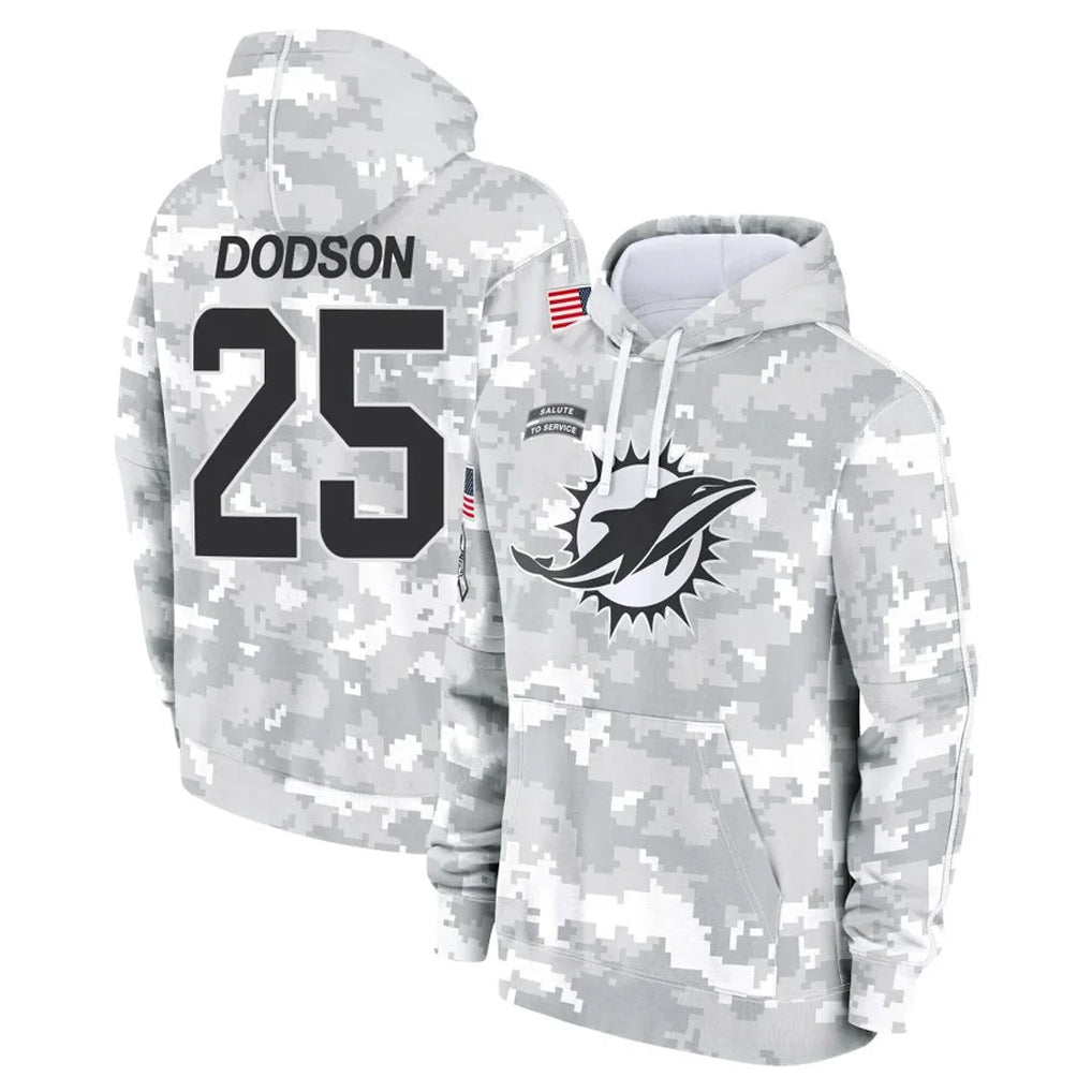 Qdoa M.Dolphins #25 Tyrel Dodson Player Arctic Camo Salute to Service Hoodies Limited Game Stitched Jerseys
