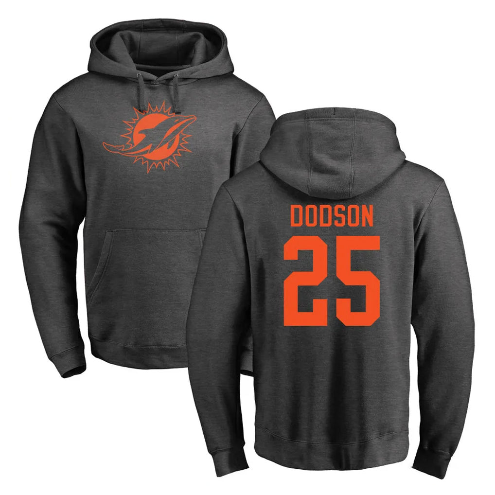 Qdoa M.Dolphins #25 Tyrel Dodson Player Darkgray Pullover Hoodies Limited Stitched Jerseys