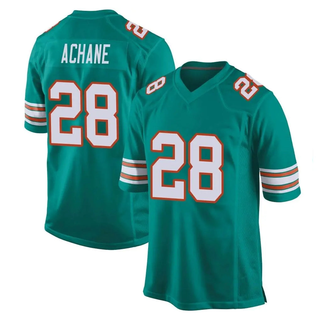 Qdoa M.Dolphins #28 De'Von Achane Player Aqua Alternate Home Game Stitched Jerseys