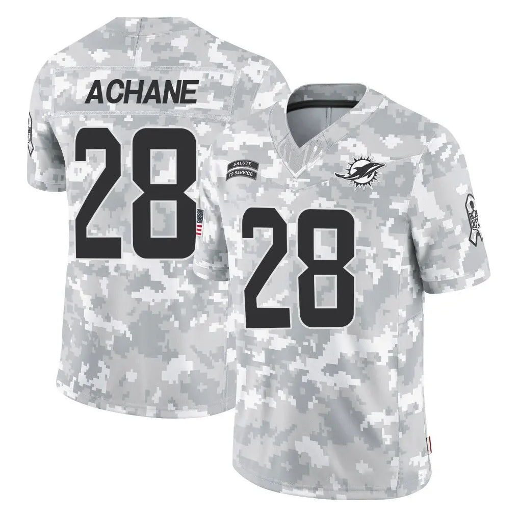 Qdoa M.Dolphins #28 De'Von Achane Player Arctic Camo Salute To Service Limited Game Stitched Jerseys