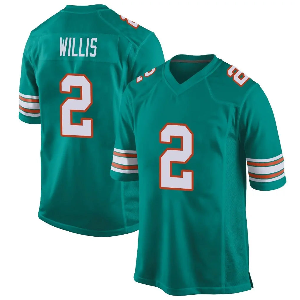 Qdoa M.Dolphins #2 Malik Willis Player Aqua Alternate Home Game Stitched Jerseys