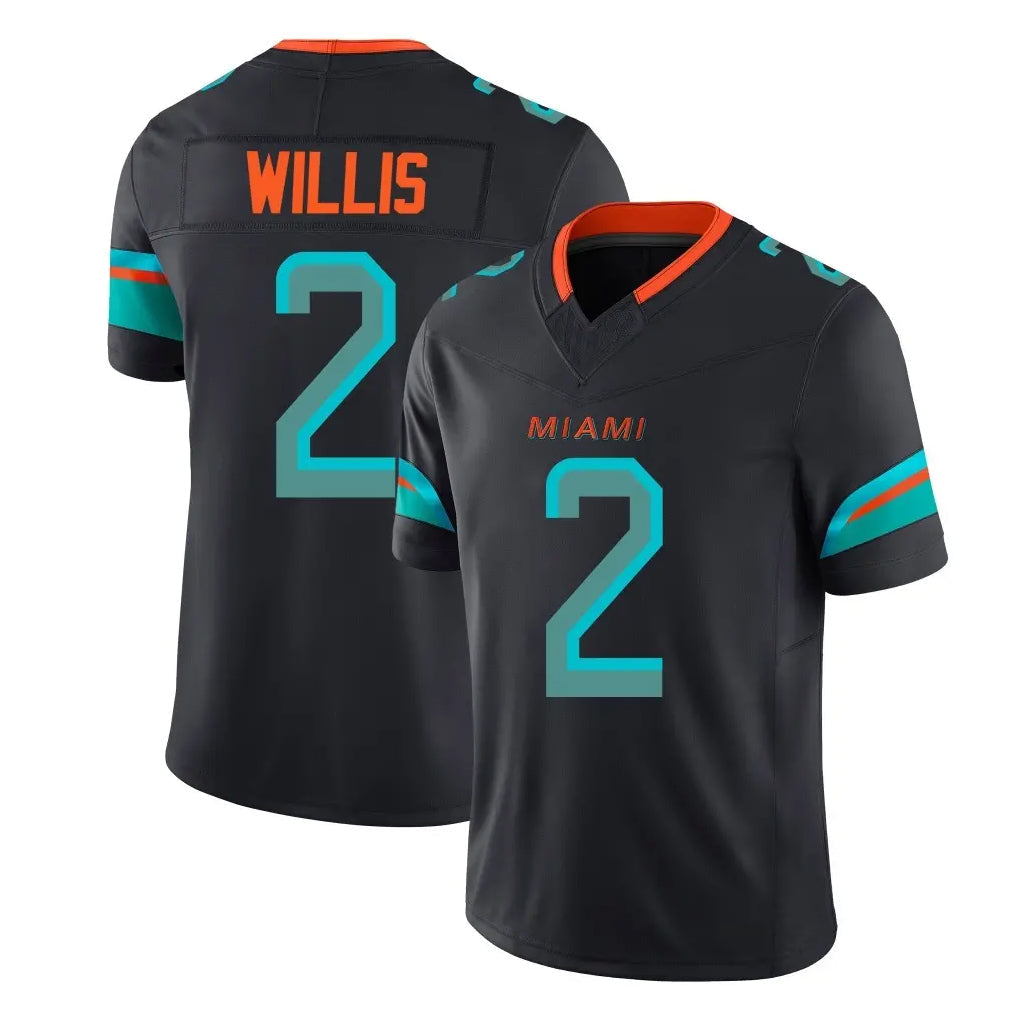 Qdoa M.Dolphins #2 Malik Willis Player Black Limited Pitch Rivalries Collection Home Game Stitched Jerseys