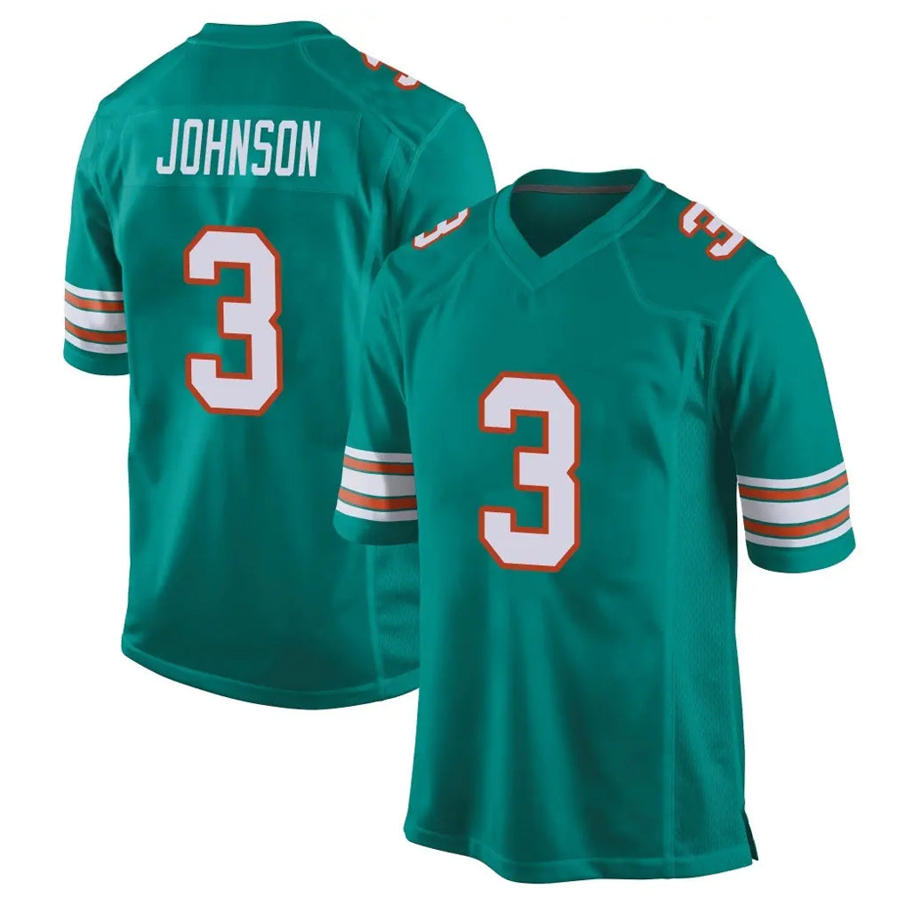 Qdoa M.Dolphins #3 Chris Johnson Player Aqua Alternate Home Game Stitched Jerseys
