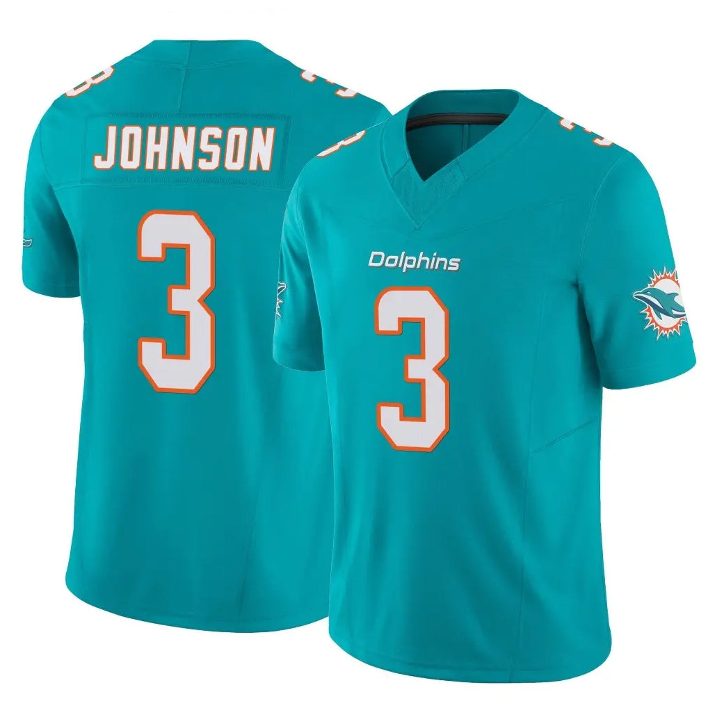 Qdoa M.Dolphins #3 Chris Johnson Player Aqua Limited Vapor F.U.S.E. Home Game Stitched Jerseys