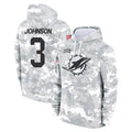 Qdoa M.Dolphins #3 Chris Johnson Player Arctic Camo Salute to Service Hoodies Limited Game Stitched Jerseys