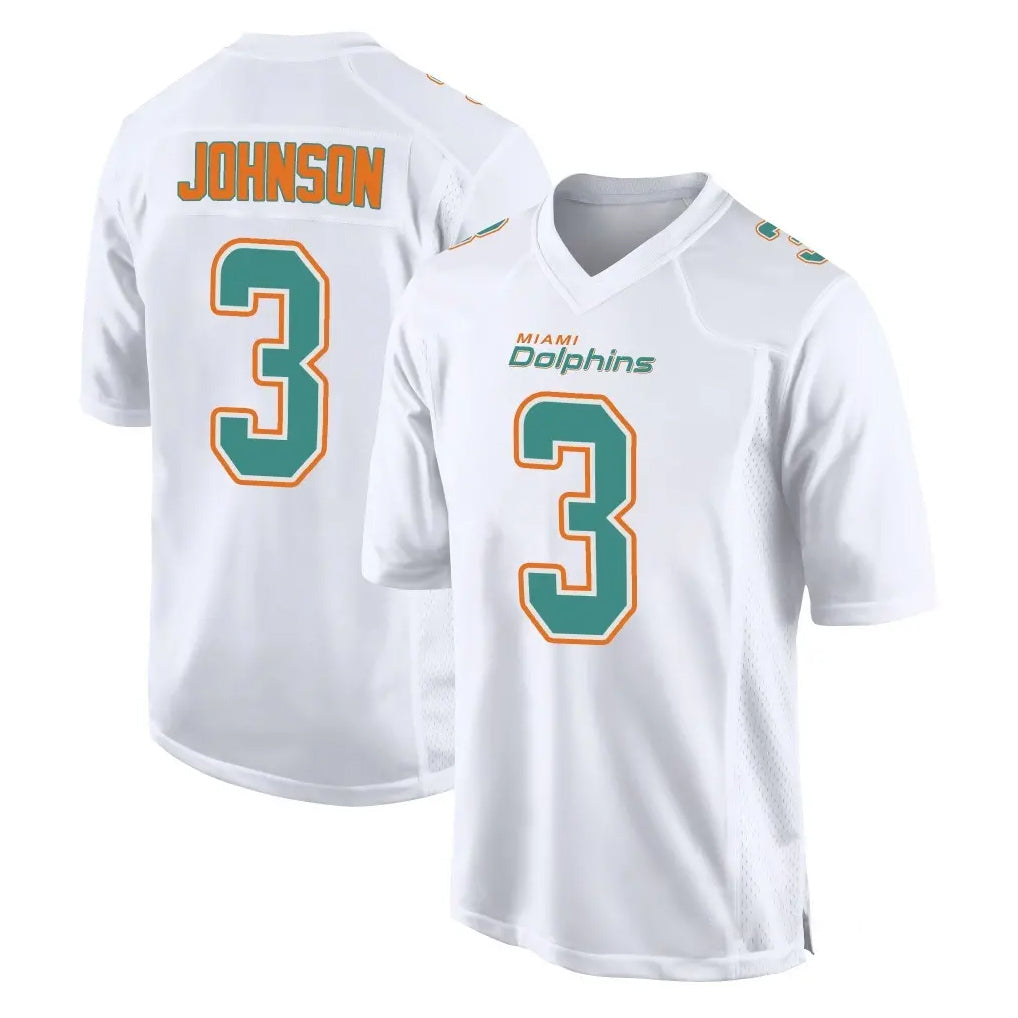 Qdoa M.Dolphins #3 Chris Johnson Player White Fashion Home Game Stitched Jerseys