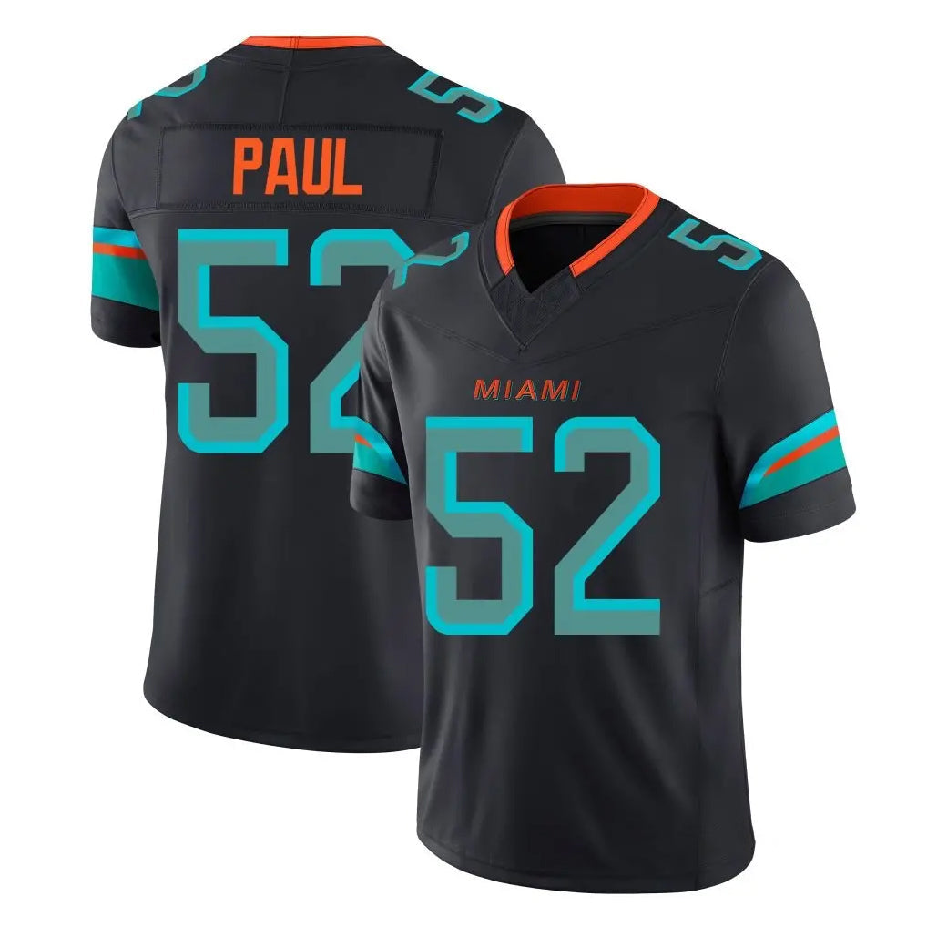 Qdoa M.Dolphins #52 Patrick Paul Player Black Limited Pitch Rivalries Collection Home Game Stitched Jerseys