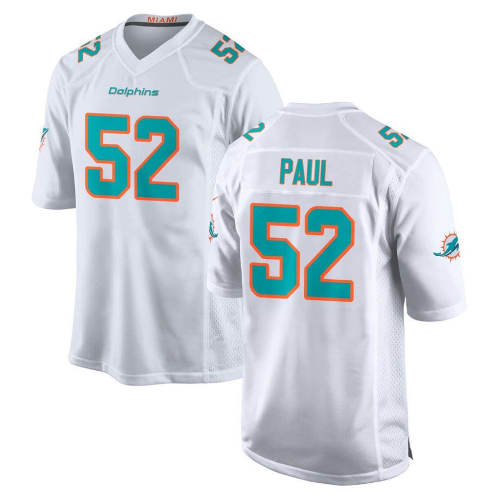 Qdoa M.Dolphins #52 Patrick Paul Player White Limited Home Game Stitched Jerseys