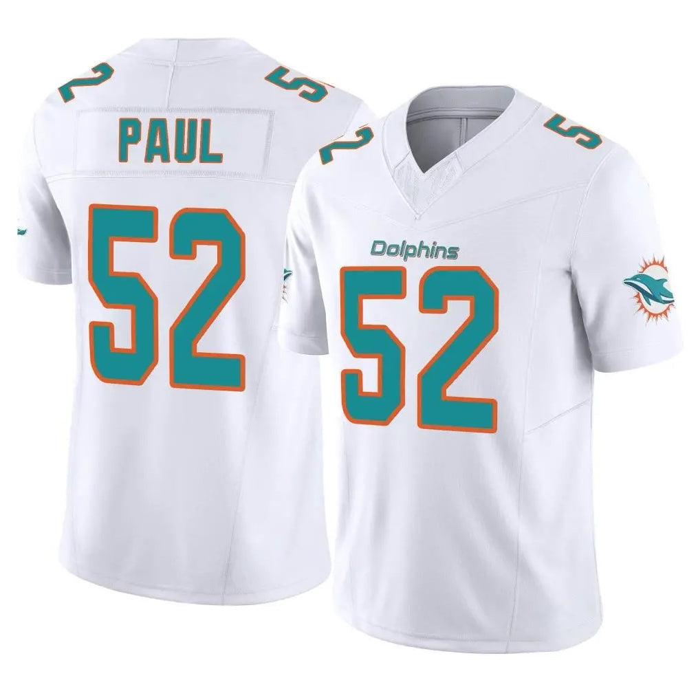 Qdoa M.Dolphins #52 Patrick Paul Player White Limited Vapor F.U.S.E. Home Game Stitched Jerseys