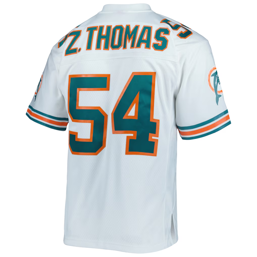 Qdoa M.Dolphins #54 Zach Thomas Mitchell & Ness White Legacy Replica Jersey Stitched Puhic