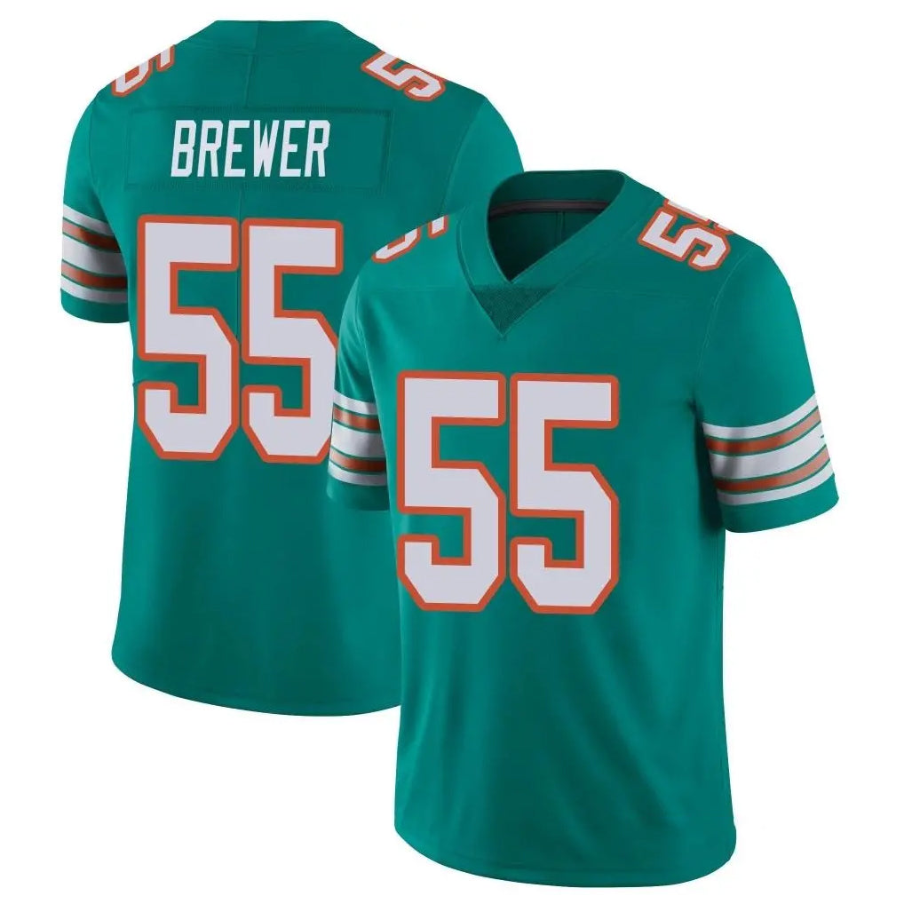 Qdoa M.Dolphins #55 Aaron Brewer Player Aqua Limited Alternate Vapor Untouchable Home Game Stitched Jerseys