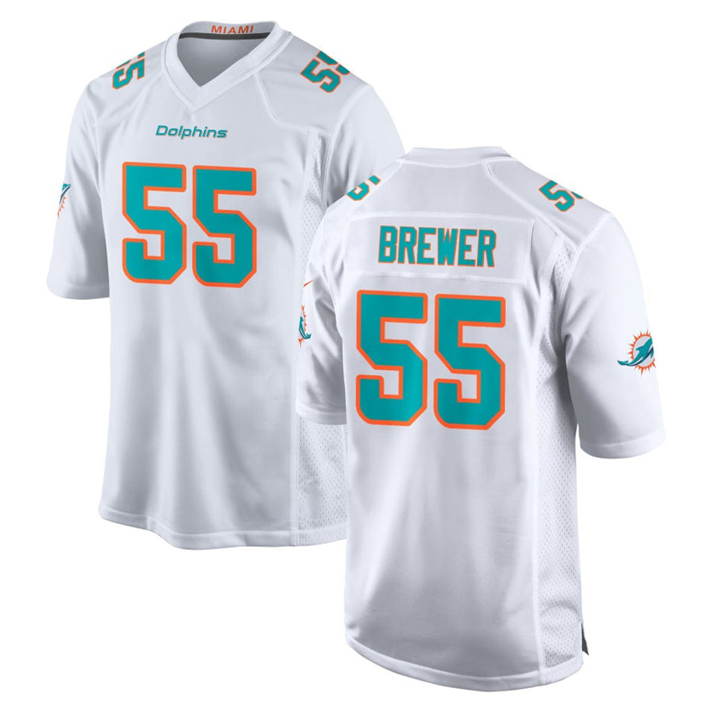 Qdoa M.Dolphins #55 Aaron Brewer Player White Limited Home Game Stitched Jerseys