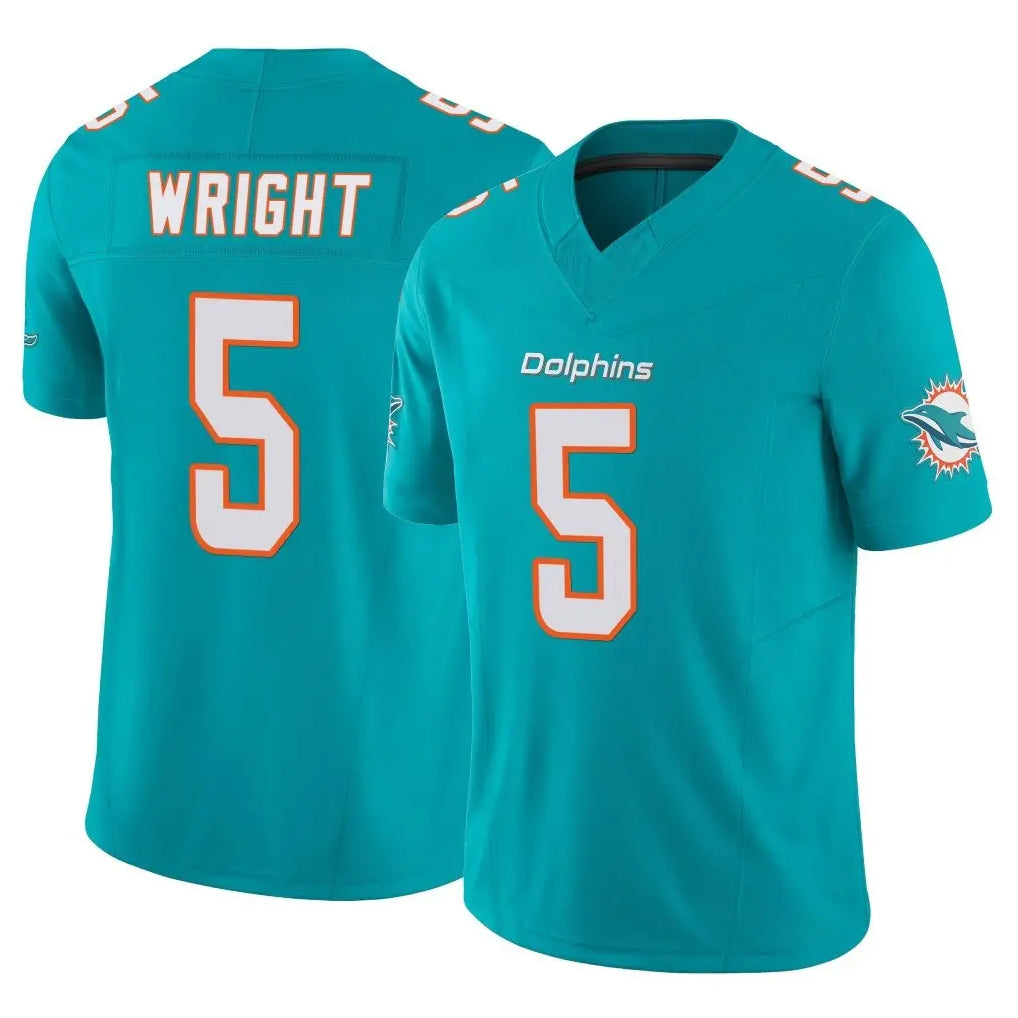 Qdoa M.Dolphins #5 Jaylen Wright Player Aqua Limited Vapor F.U.S.E. Home Game Stitched Jerseys