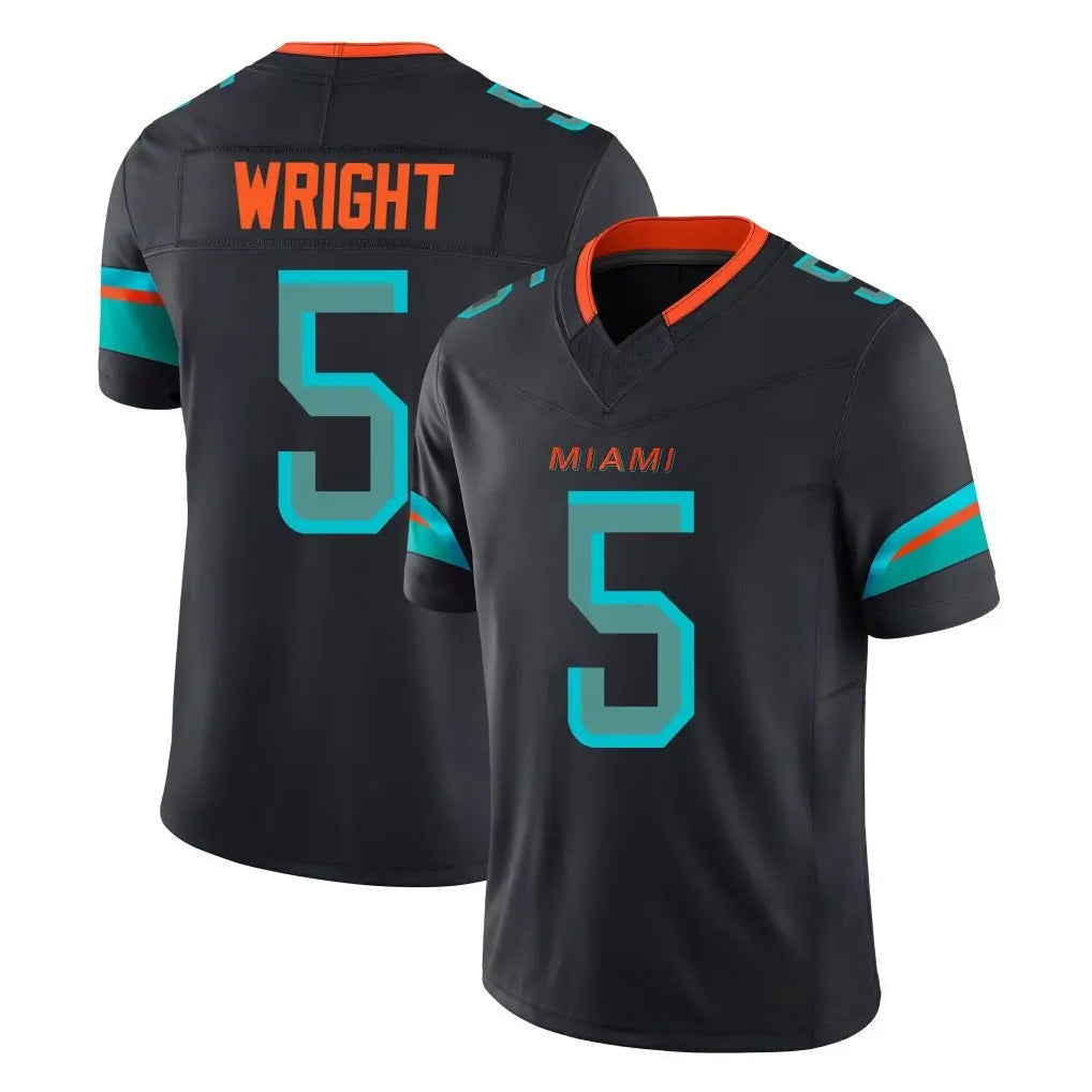 Qdoa M.Dolphins #5 Jaylen Wright Player Black Limited Pitch Rivalries Collection Home Game Stitched Jerseys