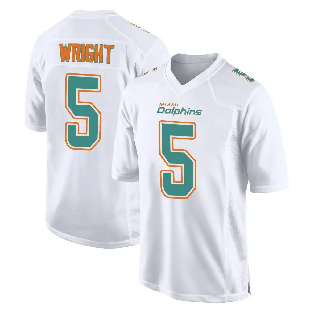 Qdoa M.Dolphins #5 Jaylen Wright Player White Fashion Home Game Stitched Jerseys