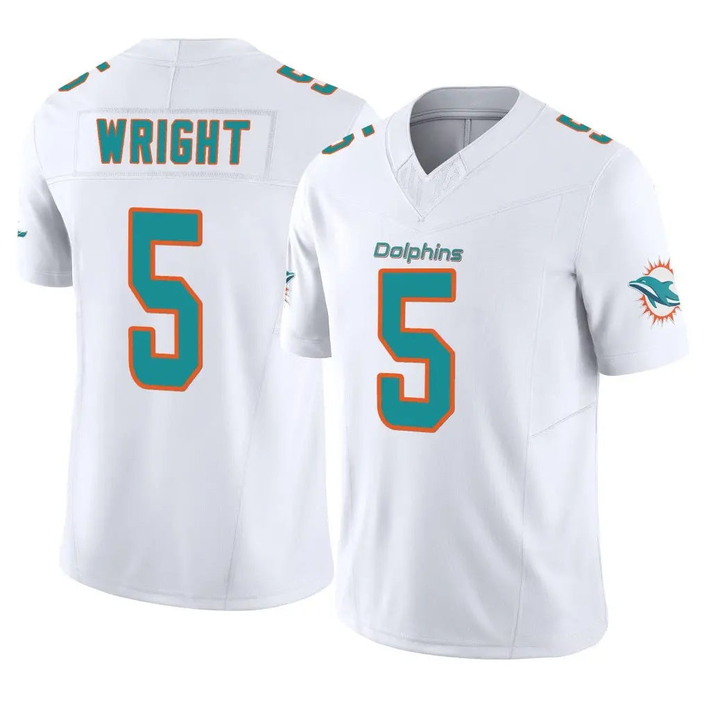 Qdoa M.Dolphins #5 Jaylen Wright Player White Limited Vapor F.U.S.E. Home Game Stitched Jerseys