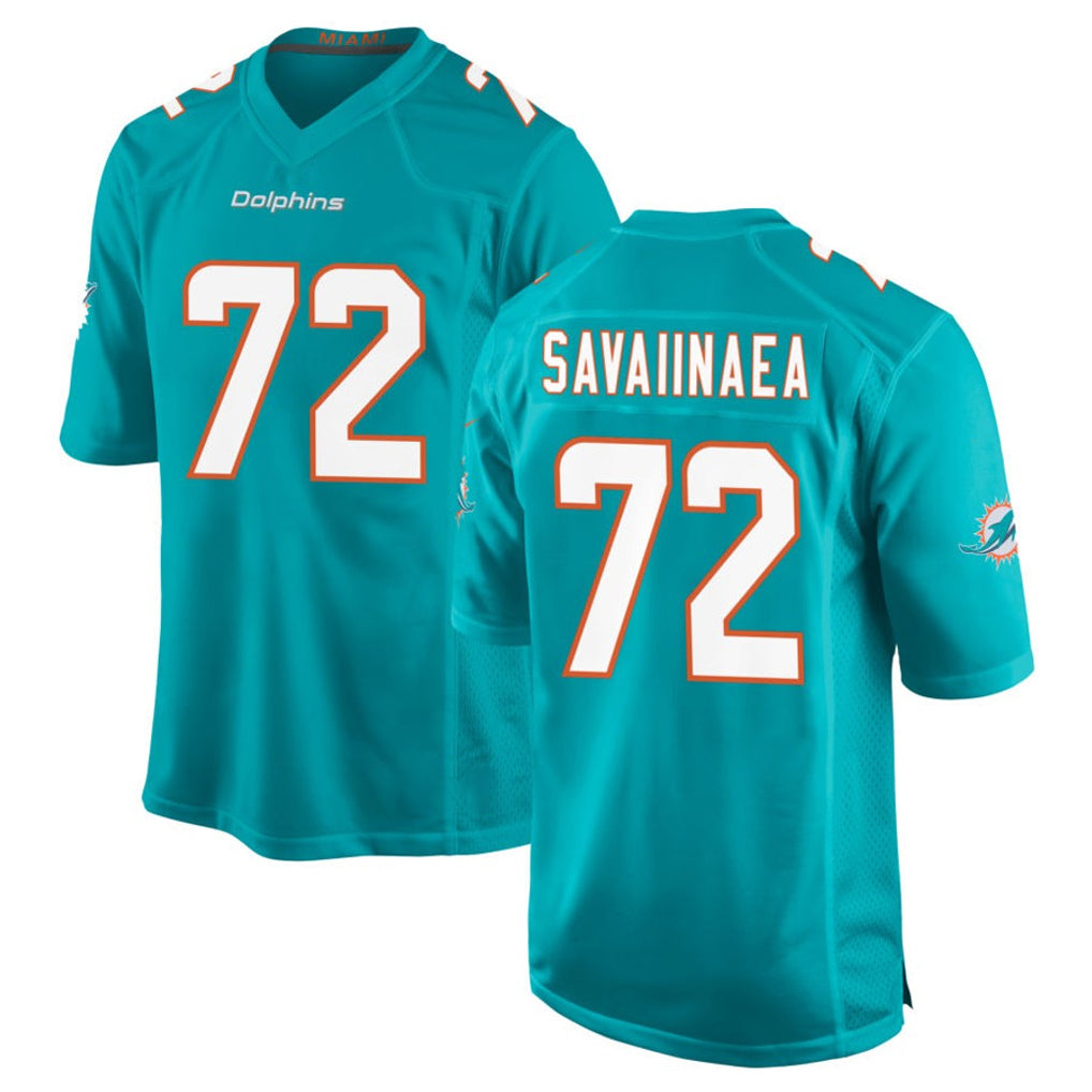 Qdoa M.Dolphins #72 Jonah Savaiinaea Player Aqua Home Game Stitched Jerseys