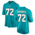 Qdoa M.Dolphins #72 Jonah Savaiinaea Player Aqua Home Game Stitched Jerseys