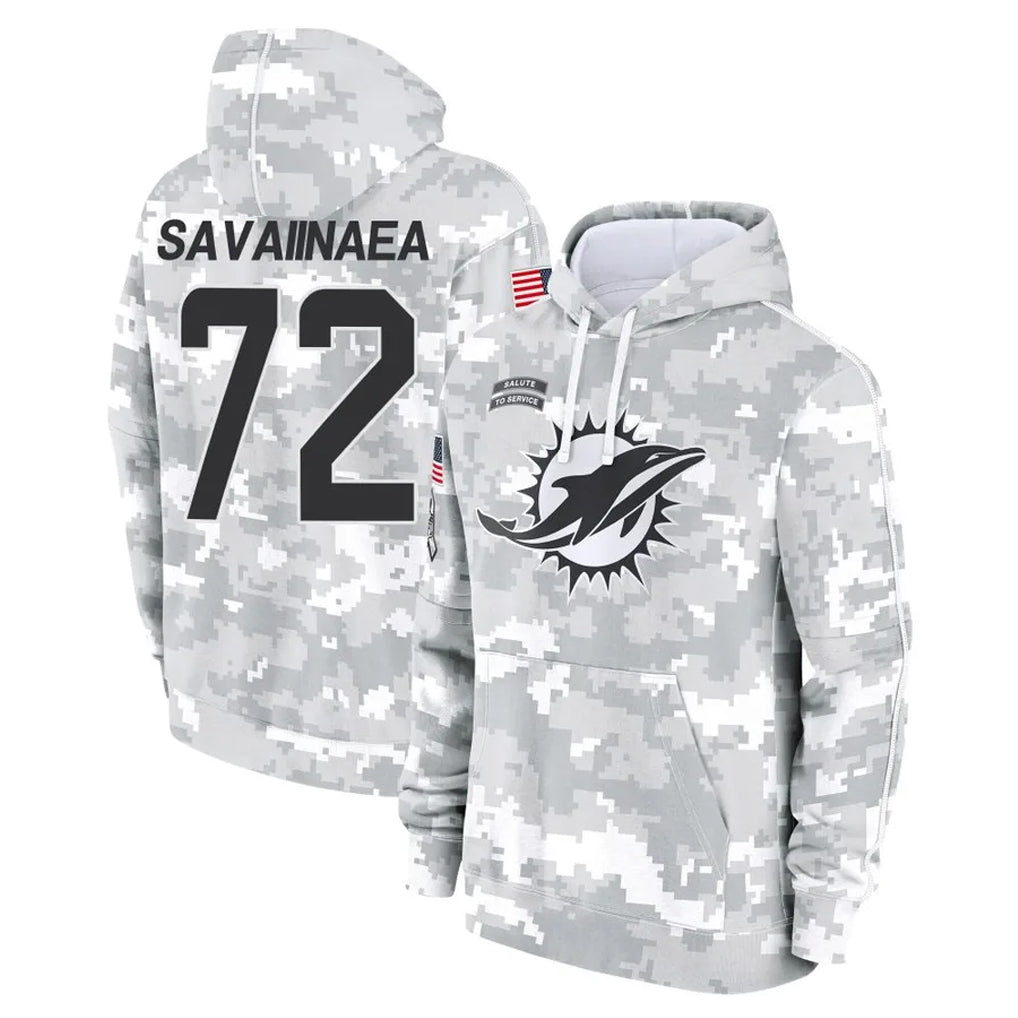 Qdoa M.Dolphins #72 Jonah Savaiinaea Player Arctic Camo Salute to Service Hoodies Limited Game Stitched Jerseys