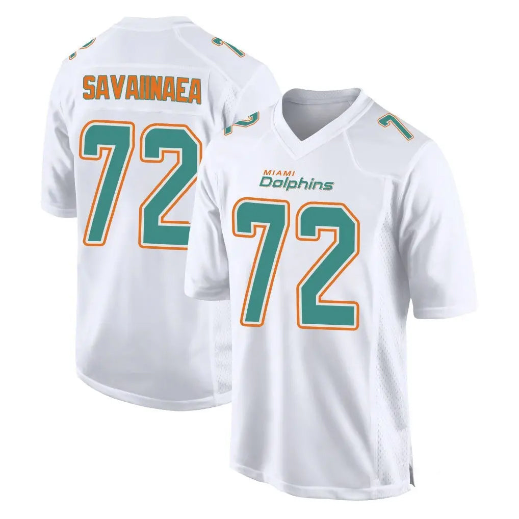 Qdoa M.Dolphins #72 Jonah Savaiinaea Player White Fashion Home Game Stitched Jerseys