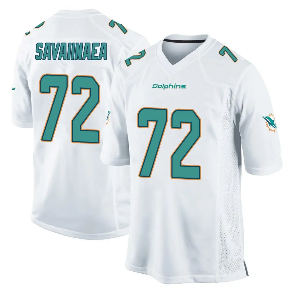 Qdoa M.Dolphins #72 Jonah Savaiinaea Player White Home Game Stitched Jerseys