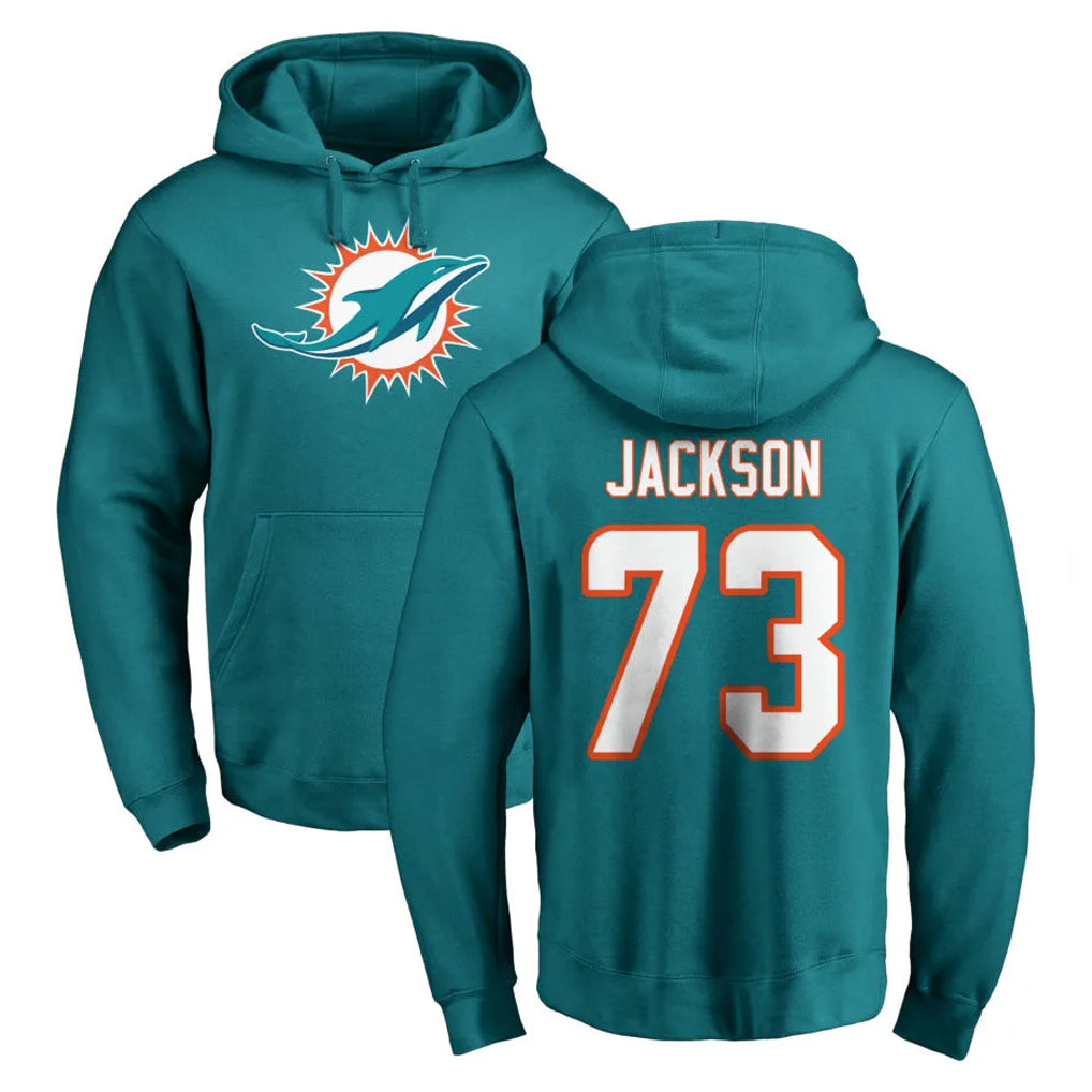 Qdoa M.Dolphins #73 Austin Jackson Player Aqua LOGO Pullover Hoodies Limited Stitched Jerseys